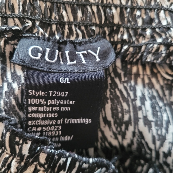 Guilty Black and White Off Shoulder Bell Sleeve Blouse L - Picture 7 of 7